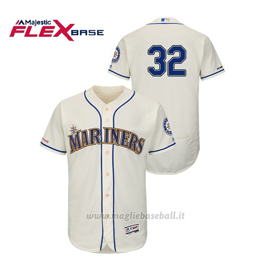 Maglia Baseball Uomo Seattle Mariners Jay Bruce 150th Aniversario Patch Autentico Flex Base Crema
